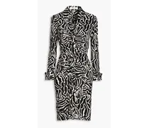 Sheska ruched zebra-print jersey shirt dress - Black