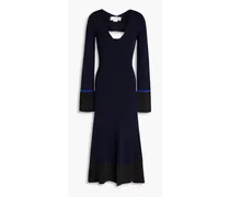 Cutout wool-blend midi dress - Blue