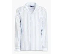 Felix striped cotton and silk-blend shirt - Blue