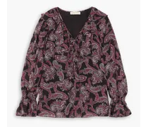 Ruffled paisley-print georgette blouse - Black