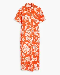 Mara Hoffman Abbie floral-print hemp midi shirt dress - Orange Orange