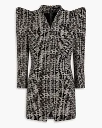 Balmain Wrap-effect wool-jacquard mini dress - Black Black