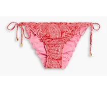 Reversible paisley-print low-rise bikini briefs - Red