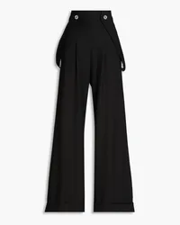 Maje Crystal-embellished pleated twill wide-leg pants - Black Black