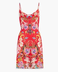 Camilla Crystal-embellished printed silk-crepe mini dress - Red Red