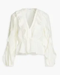 Derek Lam Ruffled embroidered crepe blouse - White White