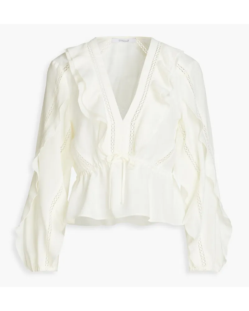 Derek Lam Ruffled embroidered crepe blouse - White White