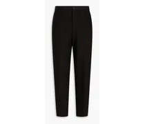 Tapered jacquard-knit cotton-blend pants - Black