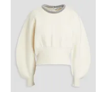 Embellished wool-blend sweater - White
