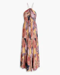 ba&sh Pleated printed crepe maxi dress - Pink Pink