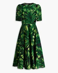 Dolce & Gabbana Printed flocked tulle midi dress - Green Green