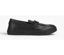 Embellished leather loafers - Black