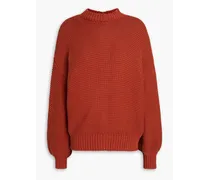 Button-detailed cotton sweater - Red
