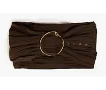 Pleated cotton-poplin belt - Brown