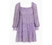 Alice Olivia - Rowen gathered embellished chiffon mini dress - Purple