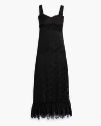 Anna Sui Lace-trimmed fil coupé chiffon midi dress - Black Black