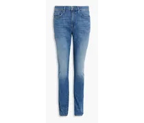Skinny-fit faded distressed denim jeans - Blue