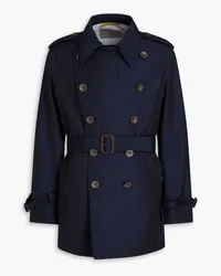 Canali Double-breasted wool-blend taffeta trench coat - Blue Blue