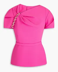 Safiyaa Cassiopeia embellished crepe peplum top - Pink Pink