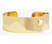 24-karat gold-plated freshwater pearl cuff - Metallic
