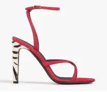 Basic 105 zebra-print calf-hair and suede sandals - Red