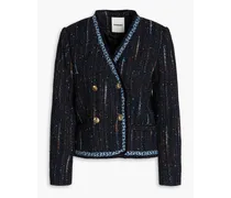 Colobri double-breasted metallic tweed jacket - Blue