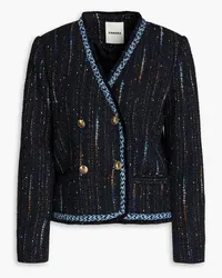 Sandro Double-breasted metallic tweed jacket - Blue Blue