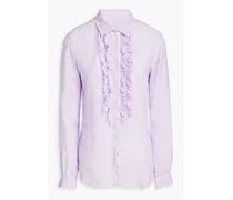 Ruffled linen-gauze shirt - Purple
