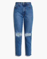 Nobody Denim Bessette distressed high-rise slim-leg jeans - Blue Blue