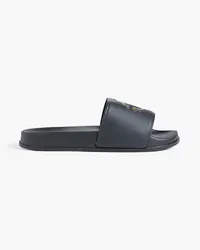 Roberto Cavalli Printed embossed rubber slides - Black Black