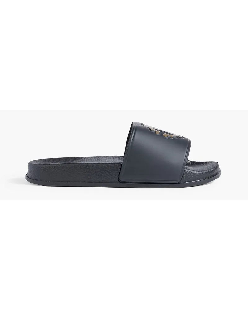 Roberto Cavalli Printed embossed rubber slides - Black Black