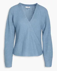 Vince Wrap-effect ribbed-knit sweater - Blue Blue