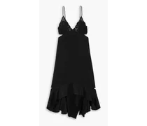 Open-back cutout crepe midi dress - Black
