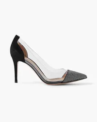 Gianvito Rossi 85 crystal-embellished PVC and suede pumps - Black Black