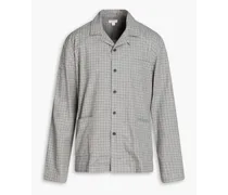 Checked cotton pajama top - Gray