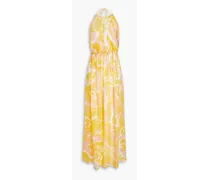 Printed silk-chiffon maxi dress - Yellow