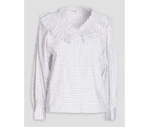 Devie ruffled checked cotton-poplin shirt - White
