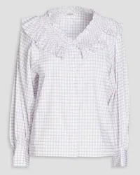 Sandro Ruffled checked cotton-poplin shirt - White White