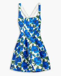 Philosophy Di Lorenzo Serafini Pleated floral-print twill mini dress - Blue Blue