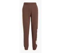 Mimi printed cotton-fleece track pants - Brown