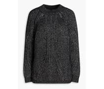 Metallic ribbed-knit sweater - Black