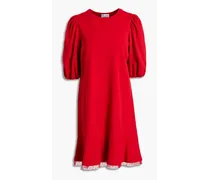 Point d'esprit-trimmed jersey mini dress - Red