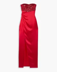 SEMSEM Gathered sequin-embellished charmeuse gown - Red Red