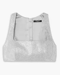 Balmain Crystal-embellished satin bra top - Metallic Metallic