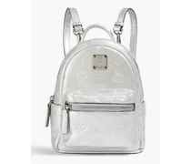 Convertible embossed leather backpack - Metallic