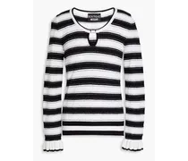 Striped cotton-blend sweater - Black