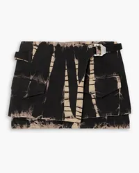 Dion Lee Belted tie-dyed denim mini wrap skirt - Black Black