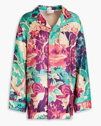 RED Valentino Floral-print silk-twill shirt - Blue Blue