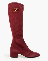 Valentino Garavani VLOGO suede boots - Burgundy Burgundy