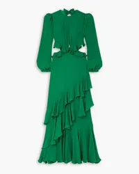 Johanna Ortiz Claves Gitanos ruffled cutout silk-voile maxi dress - Green Green